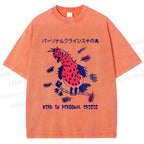 Unisex Bird in personal crisis Japanese Printed Washed Tee