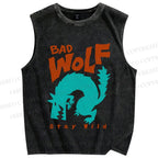 Unisex Bad Wolf Stay Wild Printed Washed Tank Top