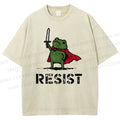 Unisex Resist Frog Printed Washed Tee
