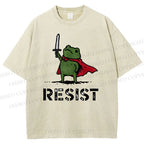 Unisex Resist Frog Printed Washed Tee