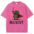 Unisex Resist Frog Printed Washed Tee