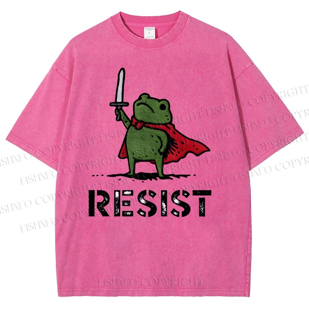Unisex Resist Frog Printed Washed Tee