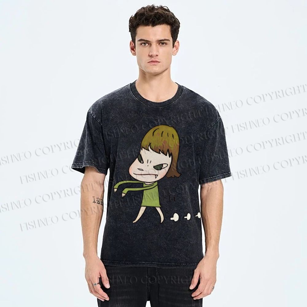 Unisex Yoshitomo Nara Printed Washed Tee