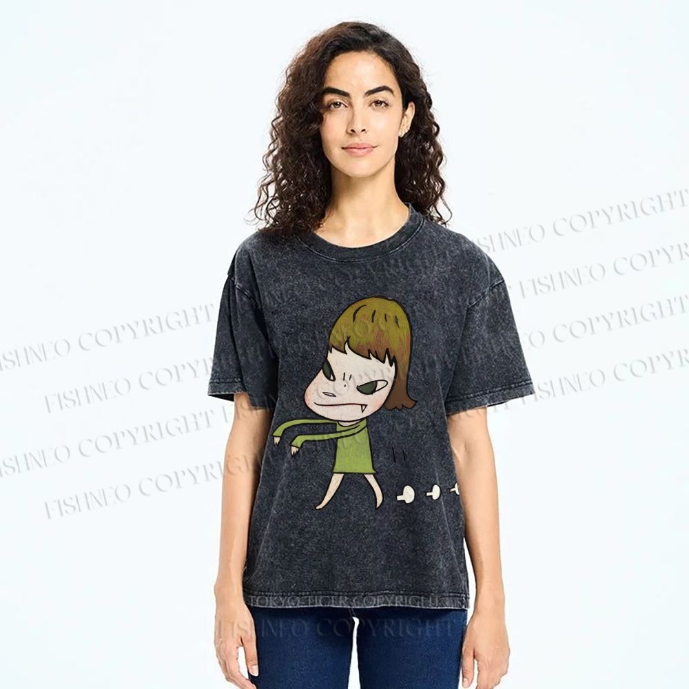 Unisex Yoshitomo Nara Printed Washed Tee