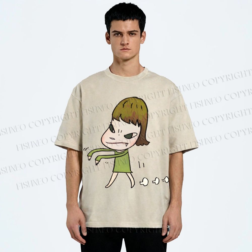 Unisex Yoshitomo Nara Printed Washed Tee