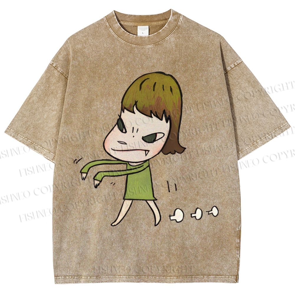 Unisex Yoshitomo Nara Printed Washed Tee