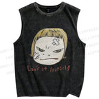 Unisex Yoshitomo Nara Look At Yourself Printed Washed Tank Top