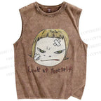 Unisex Yoshitomo Nara Look At Yourself Printed Washed Tank Top