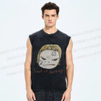 Unisex Yoshitomo Nara Look At Yourself Printed Washed Tank Top