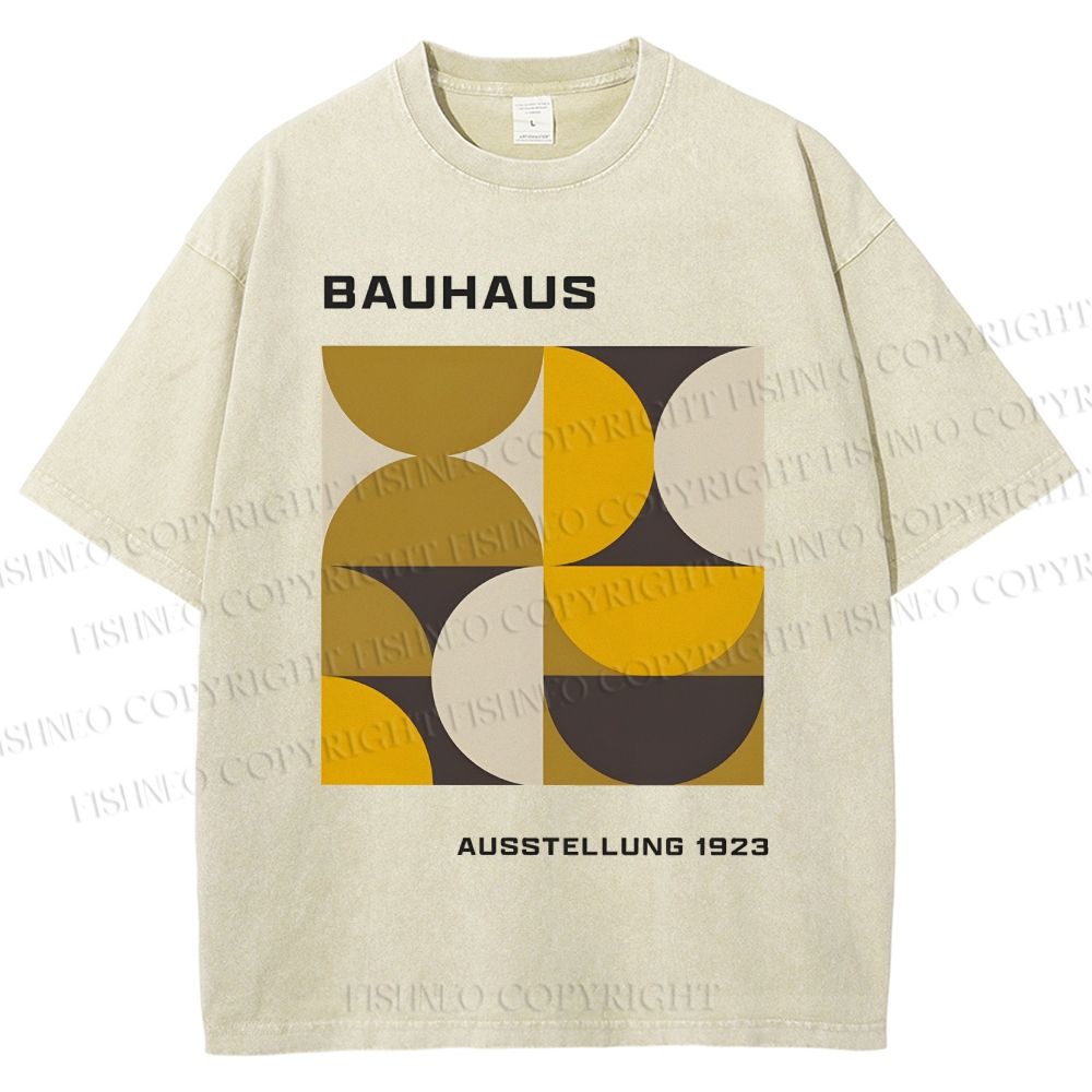 Unisex Bauhaus Psychedelic Art Printed Washed Tee