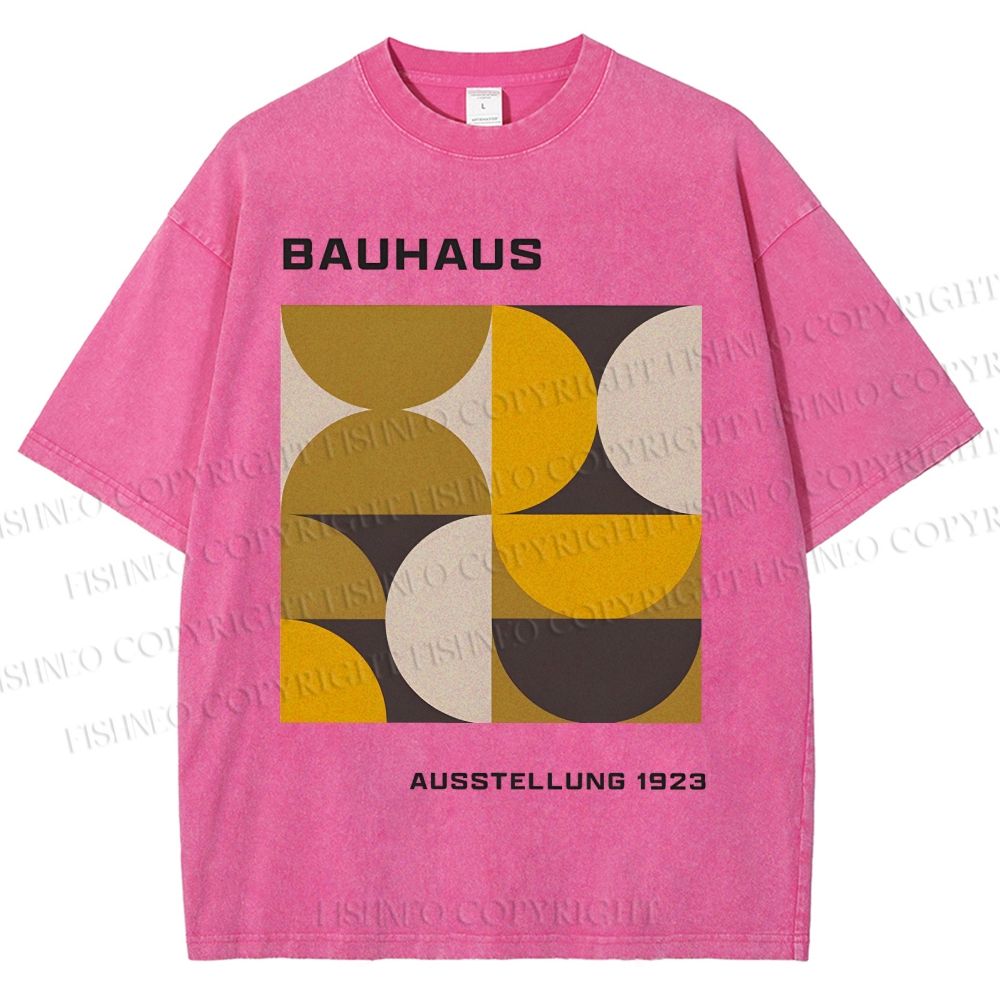 Unisex Bauhaus Psychedelic Art Printed Washed Tee
