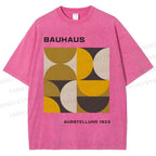 Unisex Bauhaus Psychedelic Art Printed Washed Tee