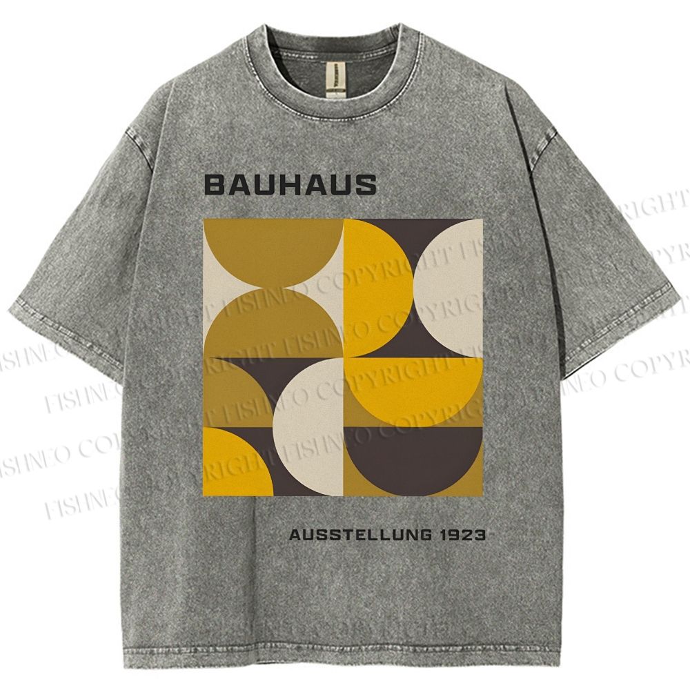 Unisex Bauhaus Psychedelic Art Printed Washed Tee