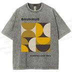 Unisex Bauhaus Psychedelic Art Printed Washed Tee