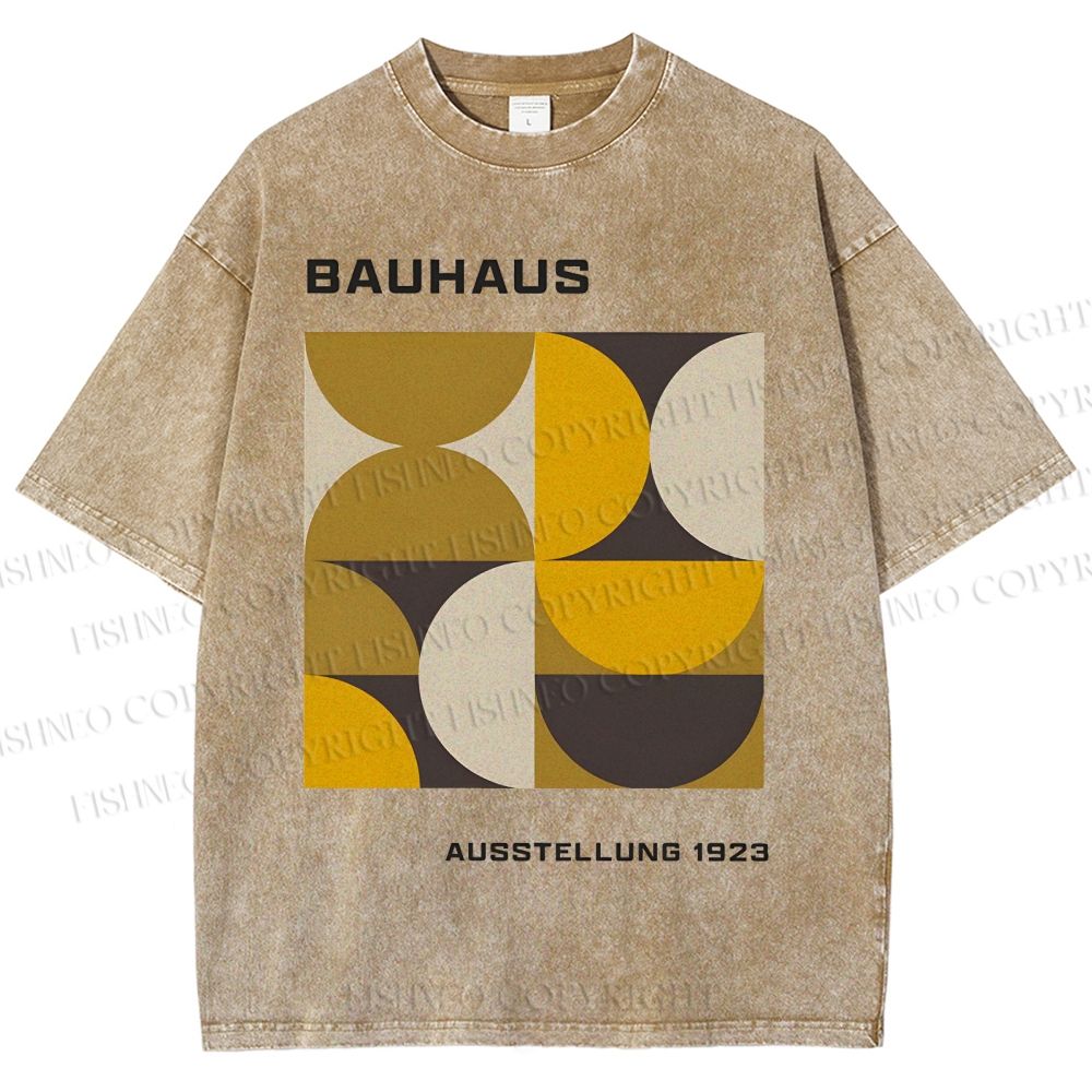 Unisex Bauhaus Psychedelic Art Printed Washed Tee
