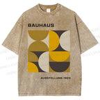 Unisex Bauhaus Psychedelic Art Printed Washed Tee