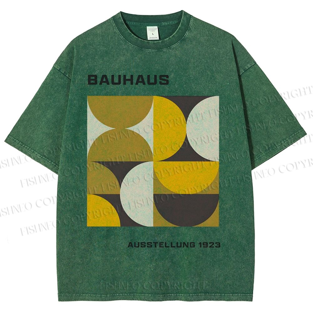 Unisex Bauhaus Psychedelic Art Printed Washed Tee
