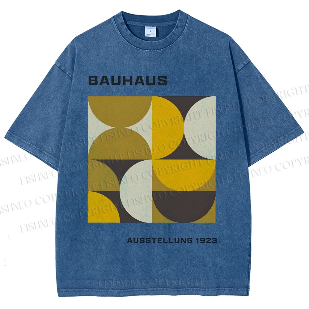 Unisex Bauhaus Psychedelic Art Printed Washed Tee
