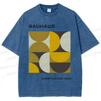 Unisex Bauhaus Psychedelic Art Printed Washed Tee