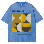 Unisex Bauhaus Psychedelic Art Printed Washed Tee
