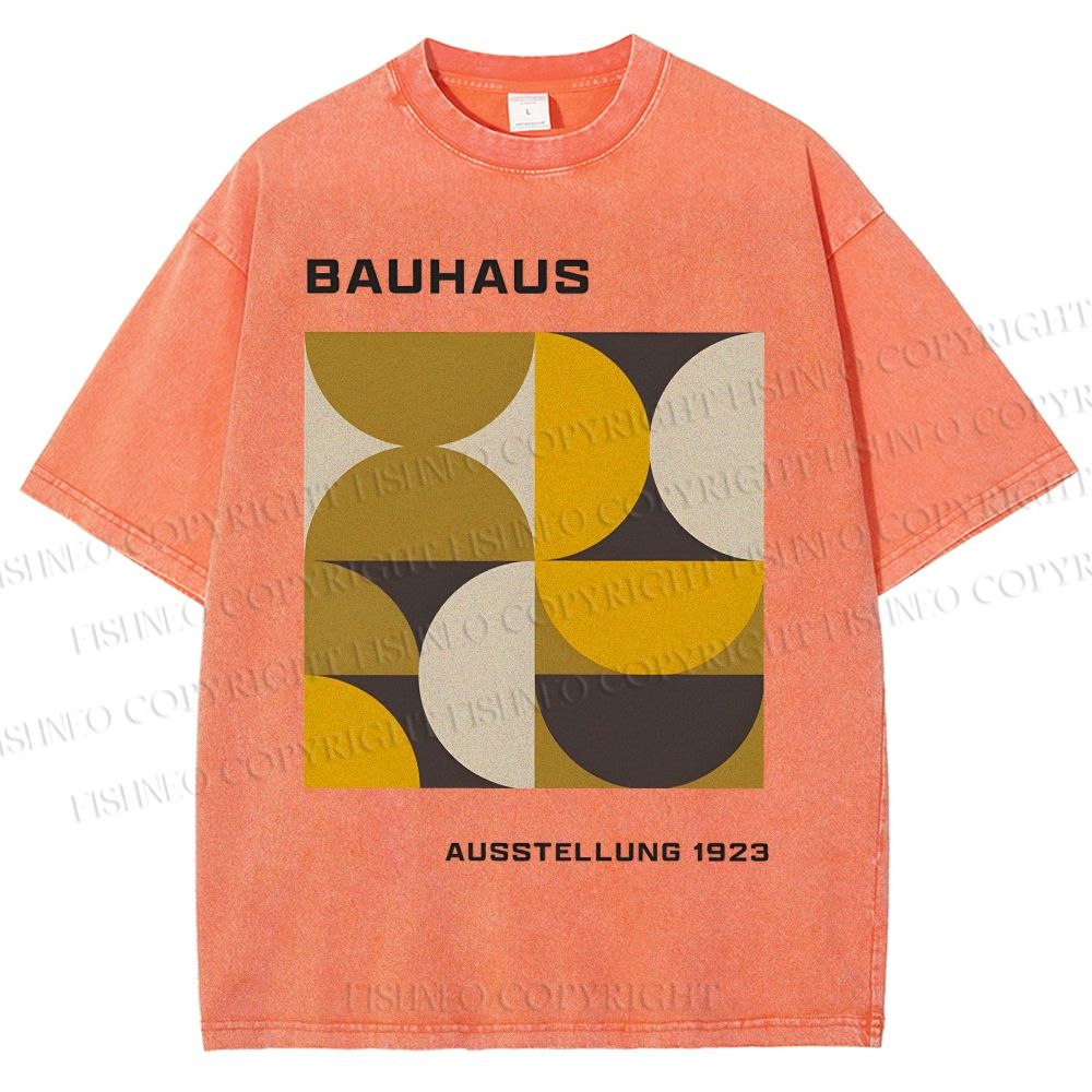 Unisex Bauhaus Psychedelic Art Printed Washed Tee