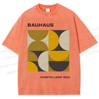 Unisex Bauhaus Psychedelic Art Printed Washed Tee
