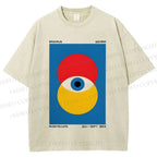 Unisex Bauhaus Geometric Eyes Printed Washed Tee