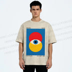 Unisex Bauhaus Geometric Eyes Printed Washed Tee