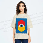 Unisex Bauhaus Geometric Eyes Printed Washed Tee