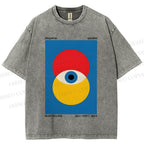 Unisex Bauhaus Geometric Eyes Printed Washed Tee