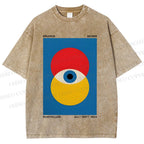 Unisex Bauhaus Geometric Eyes Printed Washed Tee