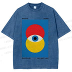Unisex Bauhaus Geometric Eyes Printed Washed Tee