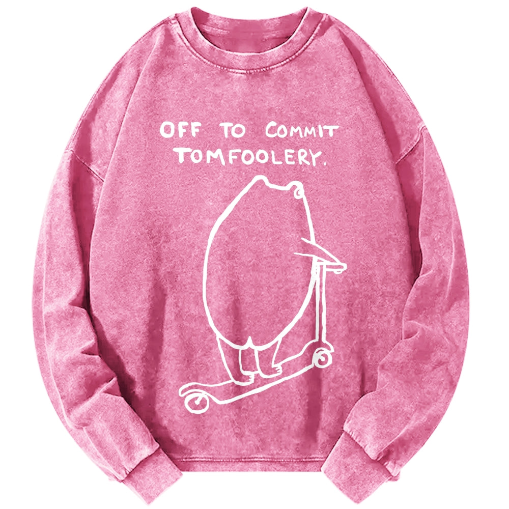 Unisex Off To Commit Tomfoolery Frog Loves Vintage Washed Sweatshirts
