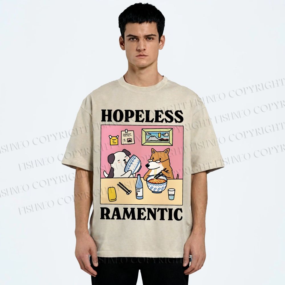 Unisex Hopeless Ramentic Dog Printed Washed Tee