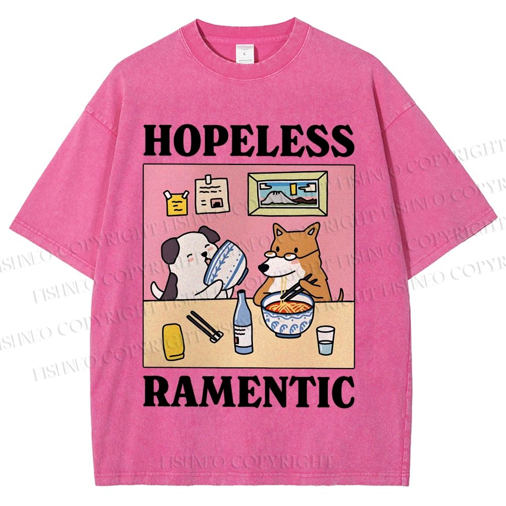 Unisex Hopeless Ramentic Dog Printed Washed Tee