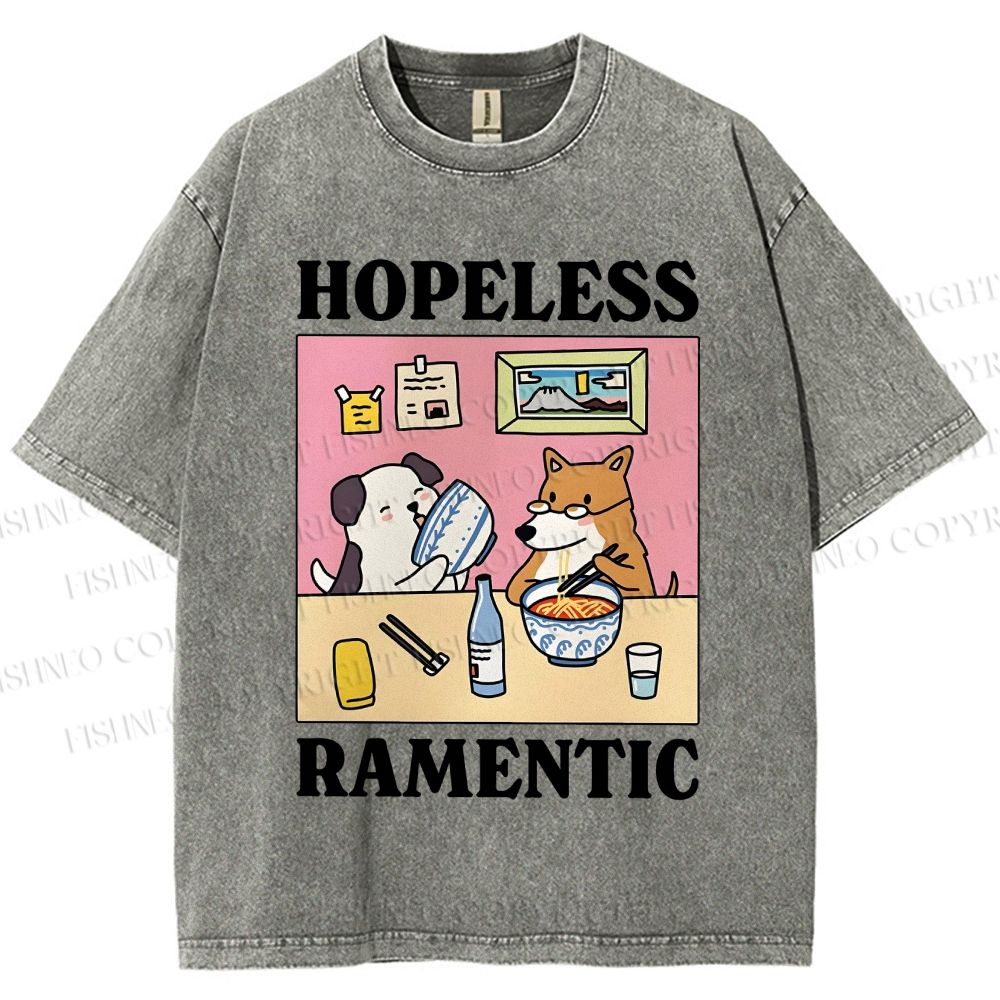 Unisex Hopeless Ramentic Dog Printed Washed Tee