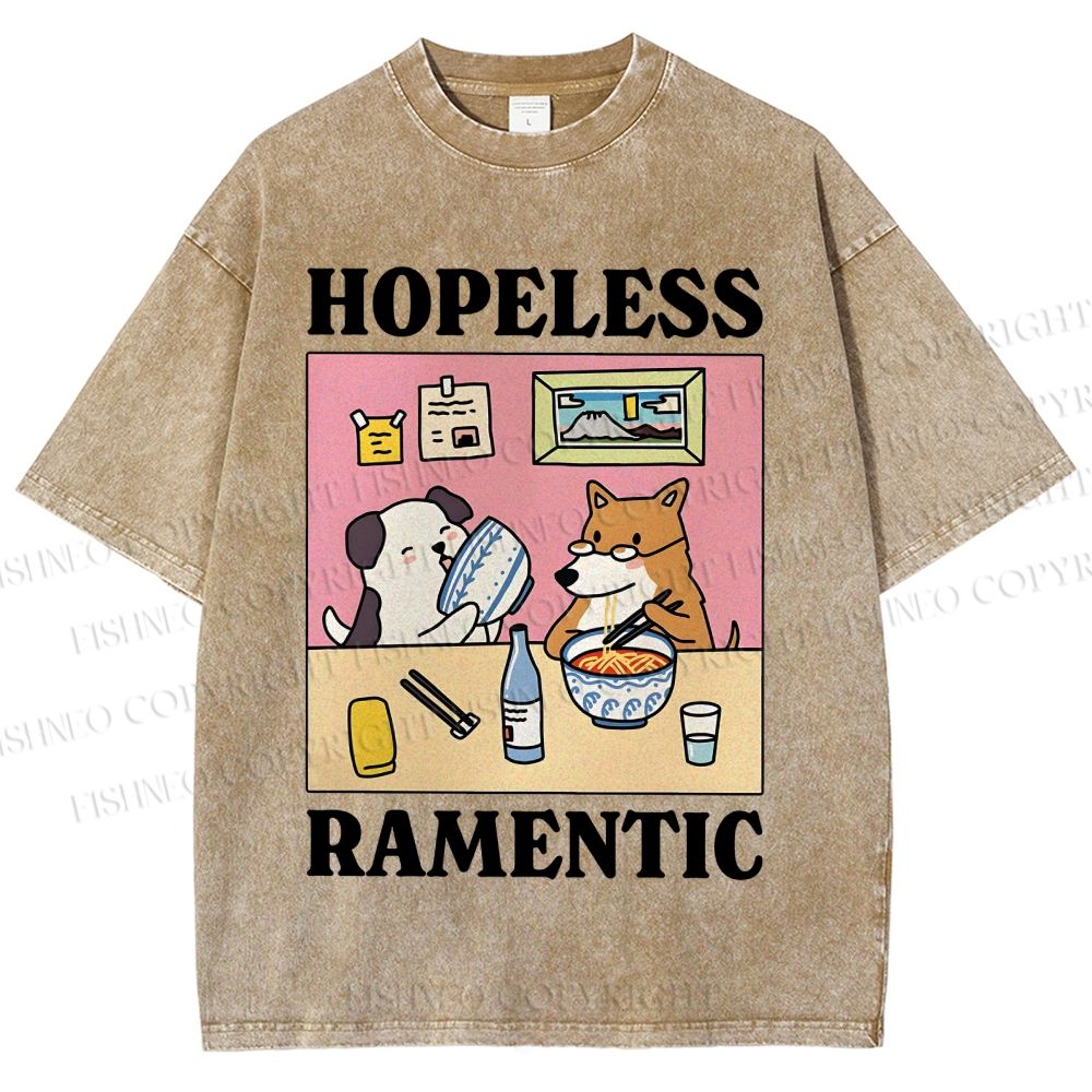 Unisex Hopeless Ramentic Dog Printed Washed Tee
