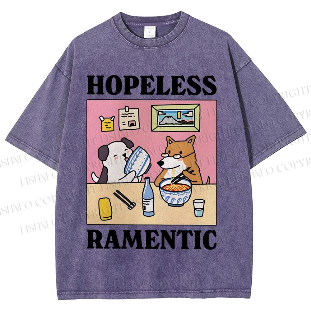 Unisex Hopeless Ramentic Dog Printed Washed Tee