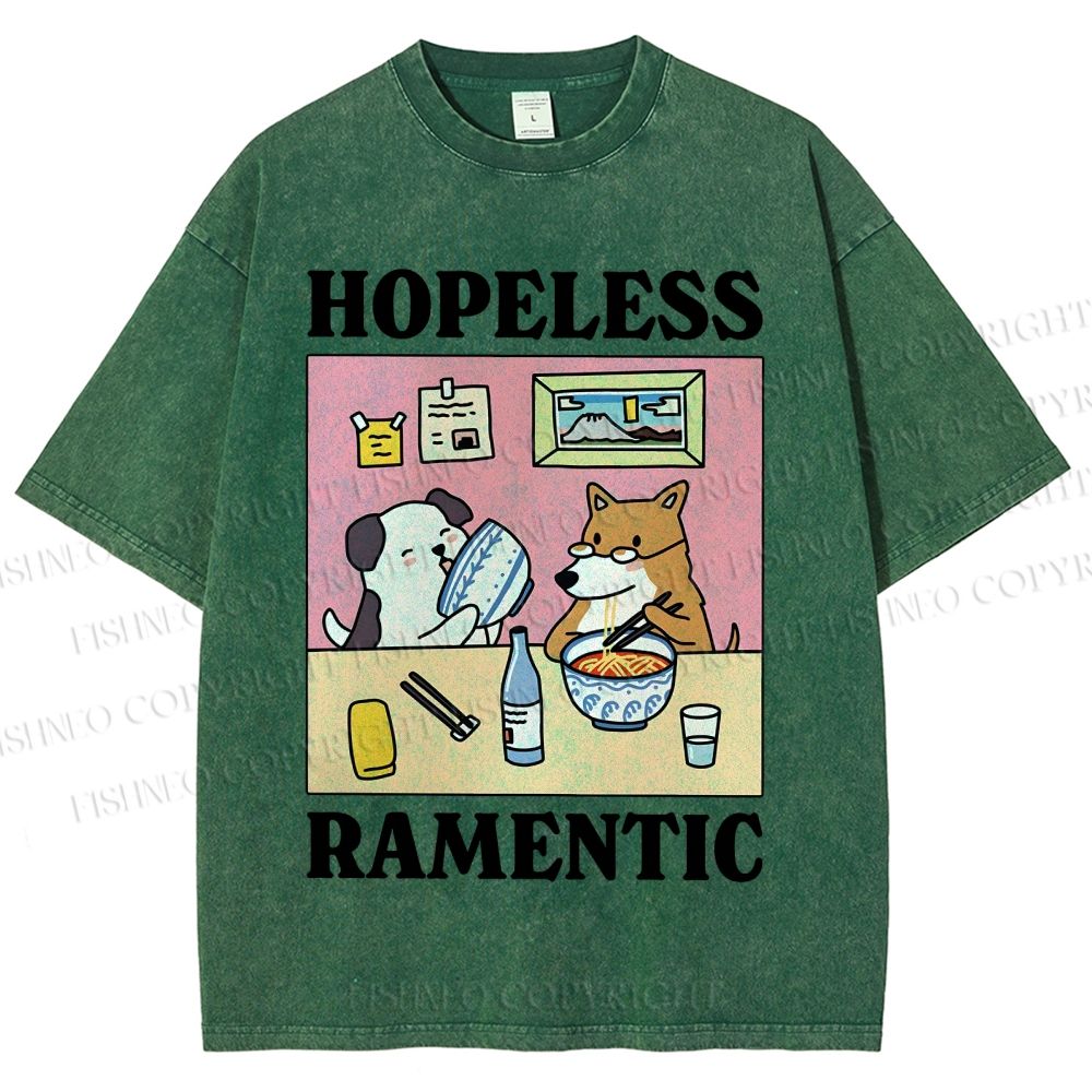 Unisex Hopeless Ramentic Dog Printed Washed Tee