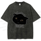 Unisex Black Cat Mother I Crave For Violence Printed Washed Tee