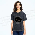 Unisex Black Cat Mother I Crave For Violence Printed Washed Tee