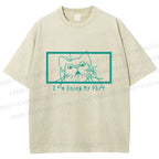 Unisex I'm Doing My Part Silly Cat Printed Washed Tee