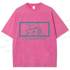 Unisex I'm Doing My Part Silly Cat Printed Washed Tee