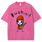 Unisex Yoshitomo Nara Guitar Printed Washed Tee