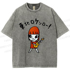 Unisex Yoshitomo Nara Guitar Printed Washed Tee