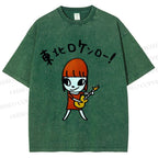 Unisex Yoshitomo Nara Guitar Printed Washed Tee