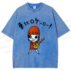 Unisex Yoshitomo Nara Guitar Printed Washed Tee