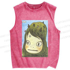 Unisex Yoshitomo Nara Printed Washed Tank Top