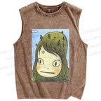Unisex Yoshitomo Nara Printed Washed Tank Top