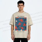 Unisex Octopus Shell Printed Washed Tee